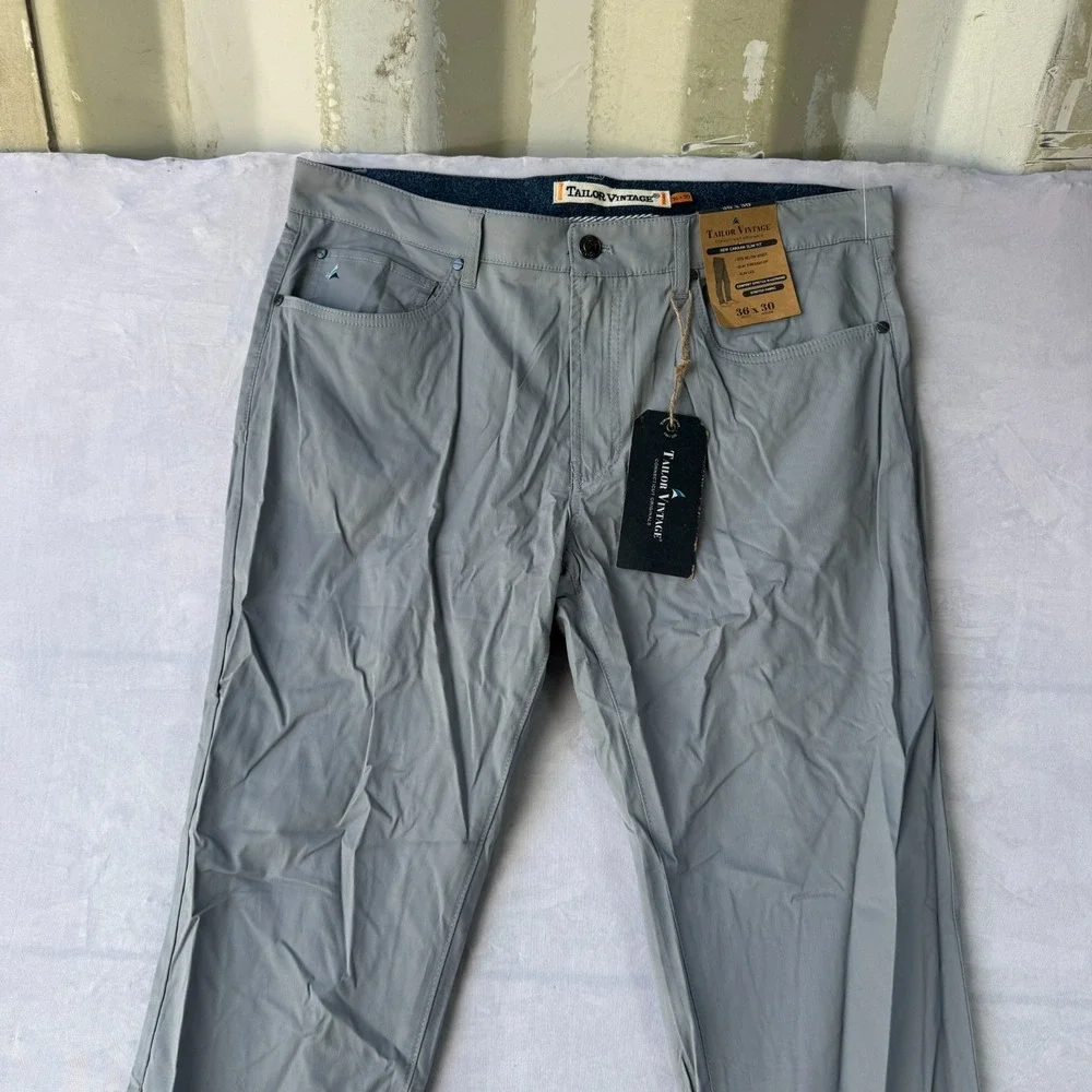 Tailor Vintage New Canaan Slim Fit Pants Mens 36x30 Gray Cotton Stretch Casual